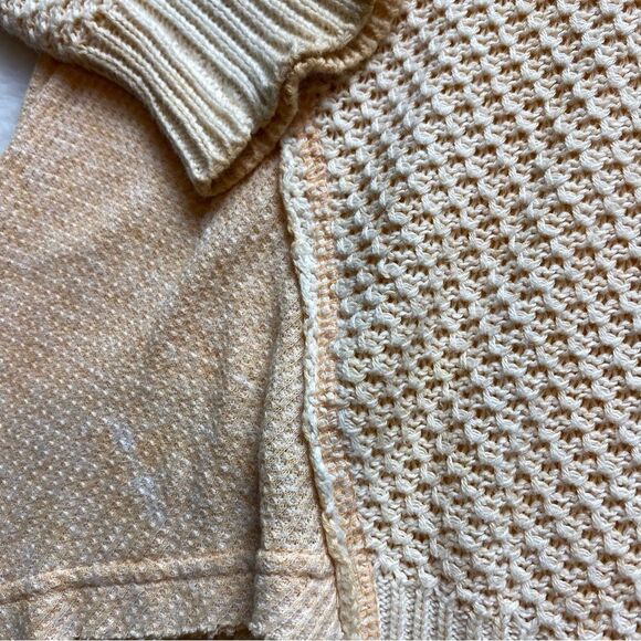 We The Free Peach Color Mixed Knit and Waffle fabric High Low Hem Sweater Size S - Picture 6 of 10